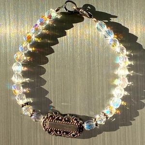 Vintage Sterling Silver 925 Monogram Beaded Baby Bracelet